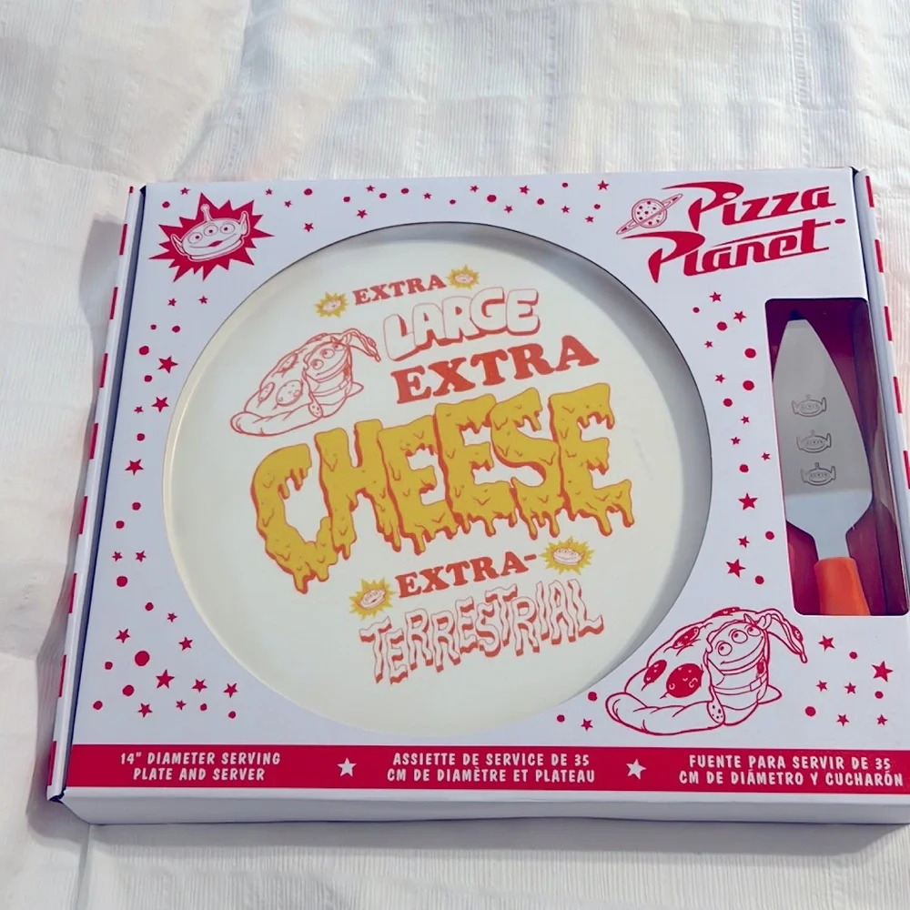 Disney Parks Hard to Find Planet Pizza Set Serving Plate & Server 14" Toy Story - Picture 3 of 9